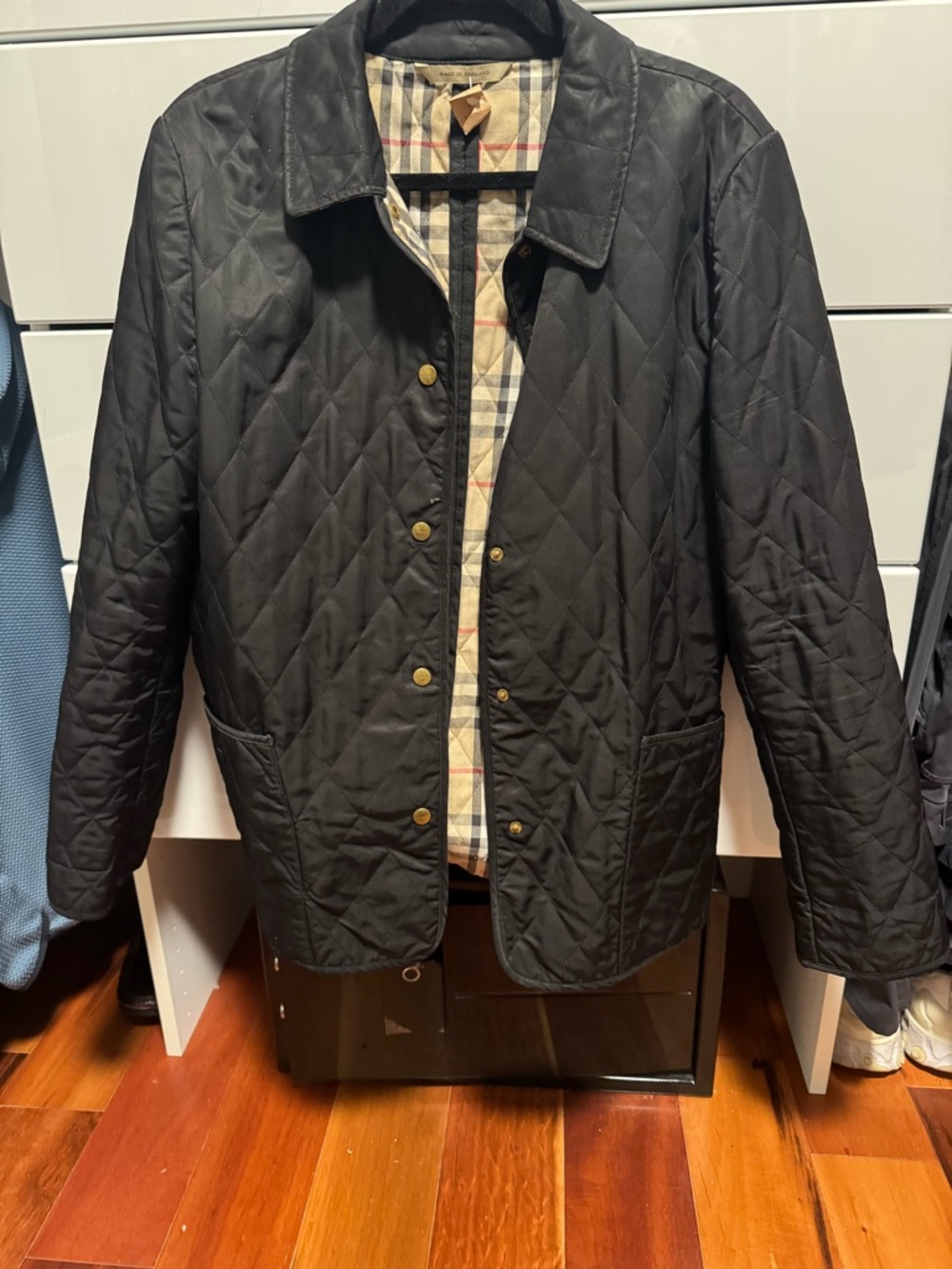 Authentic Burberry Black Quilted Plaid Lining Jacket